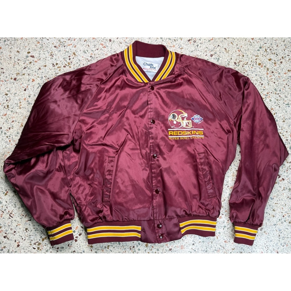 Chalk Line NFL Vtg Washington Redskins Line Satin‎ Bomber Jacket Size XL
